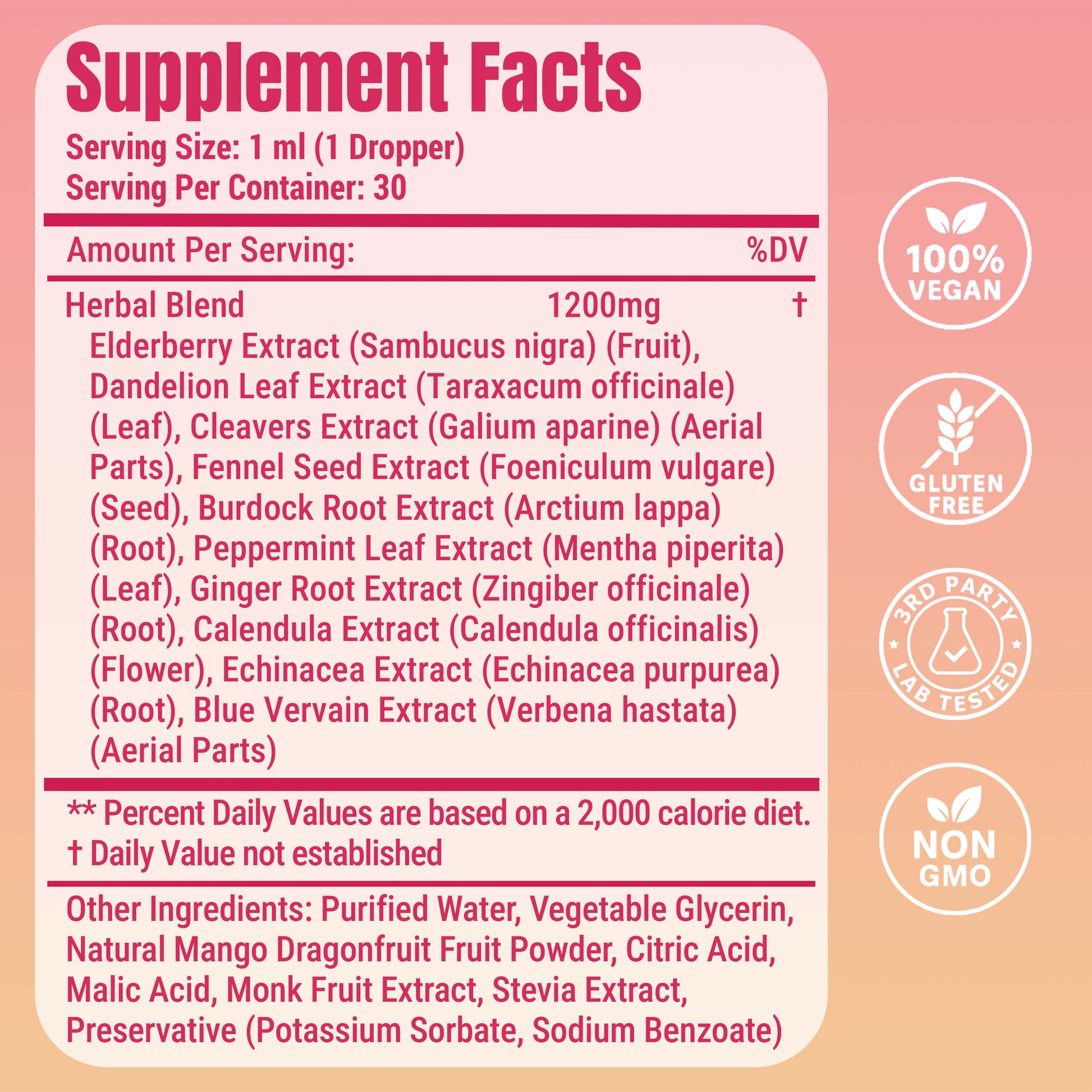 Modira Cutting Drops supplement facts